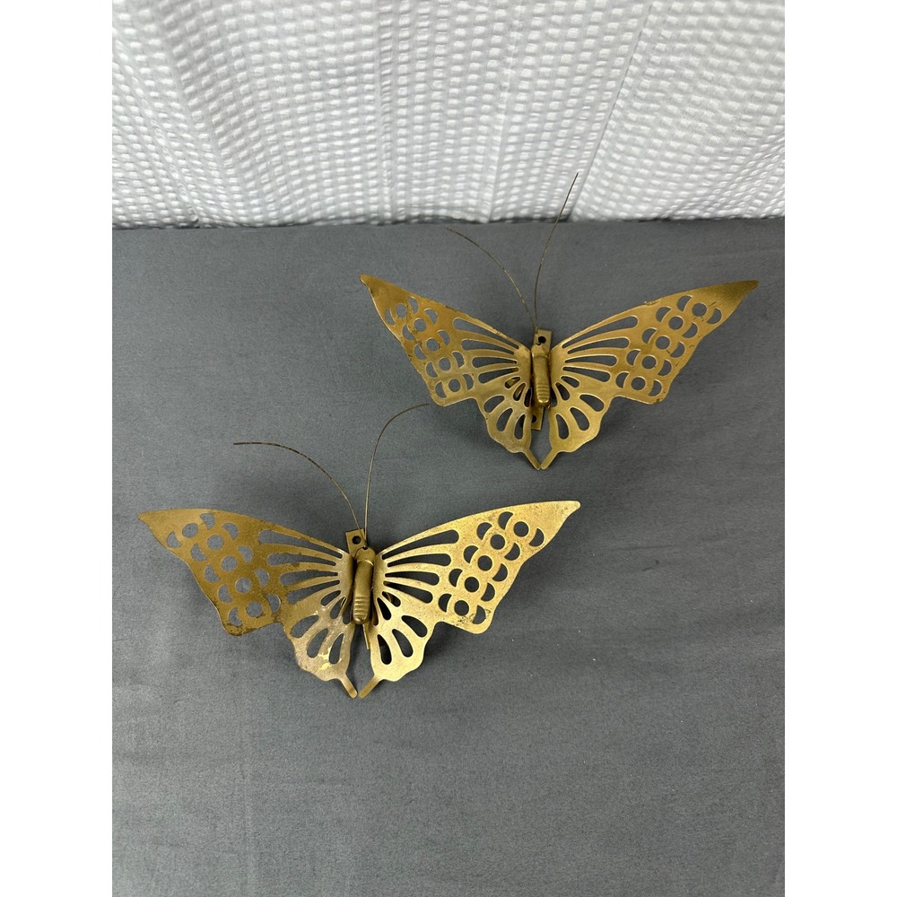 Vintage MCM Brass Butterfly Wall Decor – Set of 2